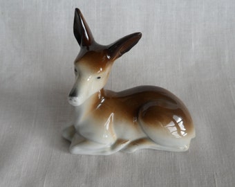 Vintage porcelain deer figurine / 50s - 60s / Germany / signed