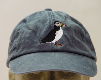 PUFFIN BIRD HAT - One Embroidered Wildlife Cap - Price Embroidery Apparel - 24 Color Caps Available