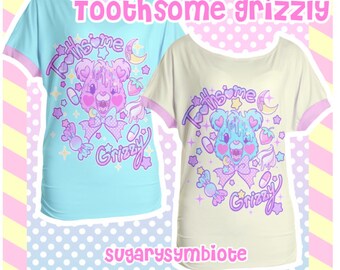 Toothsome Grizzly Oversized T-shirt Gurokawa, pastel fashion, jfashion, kawaii shirt, yami kawaii