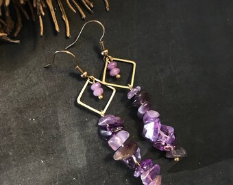 Earrings "Purple Love. Earrings with Edelsteentjes agate and purple calcite.