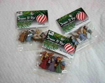 Nativity Buttons, Choice of Three Sets, Plastic with Shank, Dress It Up by Jesse James, Celebration of Jesus Birth, DIY Christmas Project