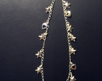 Three Types of Sterling Silver Anklets with Animals, Stars, or Hearts