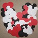 SALE! 50 Red, White and Black Handpunched Mouse Ears Confetti, Scrapbooking Embellishments, Small Size