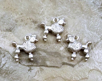 3 Pewter French Poodle Charms - Free Shipping to US - (5476)