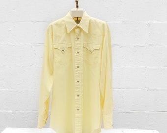 XL | H Bar C California Ranchwear Pearl Snap Soft Yellow Western Shirt