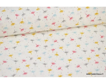 Corduroy cotton printed Multi .x1m dandelions flowers fabric