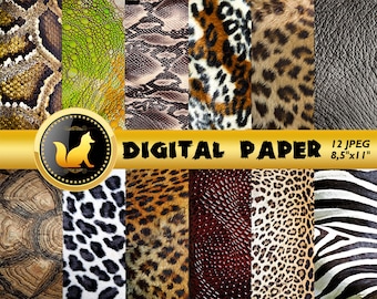 Animal Skin Paper,Animal Skin Scrapbook Paper,Animal Skin Background,Animal Background,Animal Backdrop,scrapbook paper,Zebra,Tiger,Snake,Art