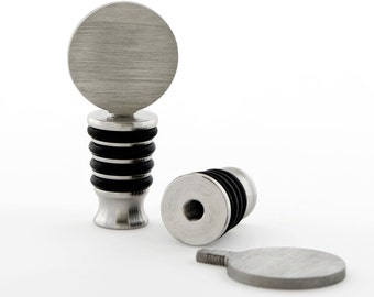 DIY Bottle Stoppers - Made in USA Food Grade Stainless Steel Winery Approved - Glue On/Engrave - Wine/Liquor/Oil Standing Cork - Circle Top