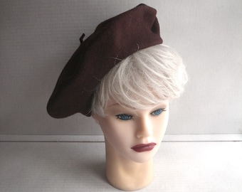 Brown Wool Beret Hat - Botsberet Made in Botswana - Medium to Large