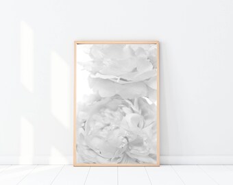 Peony PRINT, Botanical Art Poster, Modern Minimalist, Black And White Wall Art, Botanical Print, Peonies Photograph, Scandinavian Print