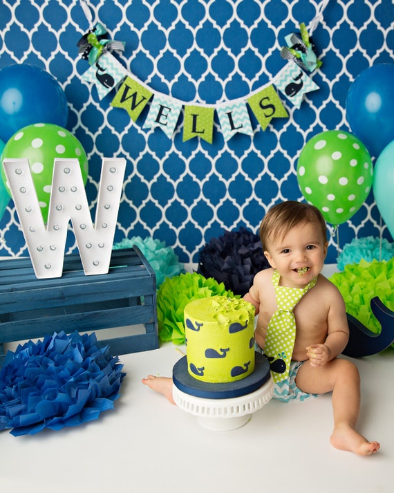 WHALE BANNER / 1st birthday boy / First Birthday Banner / 1