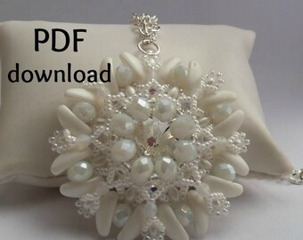 Tutorial PDF ciondolo Queen, tutorial con chilli, pattern con superduo, pattern PDF, beading tutorial