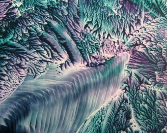 5X7 Purple, Teal Abstract Encaustic (Wax) Original Painting. Beeswax Painting. SFA (Small Format Art)