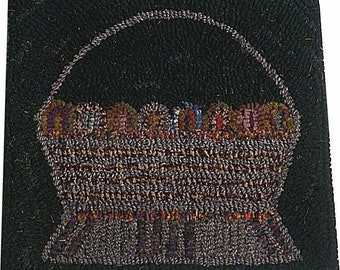 Primitive Hooked Rug of Vintage Basket