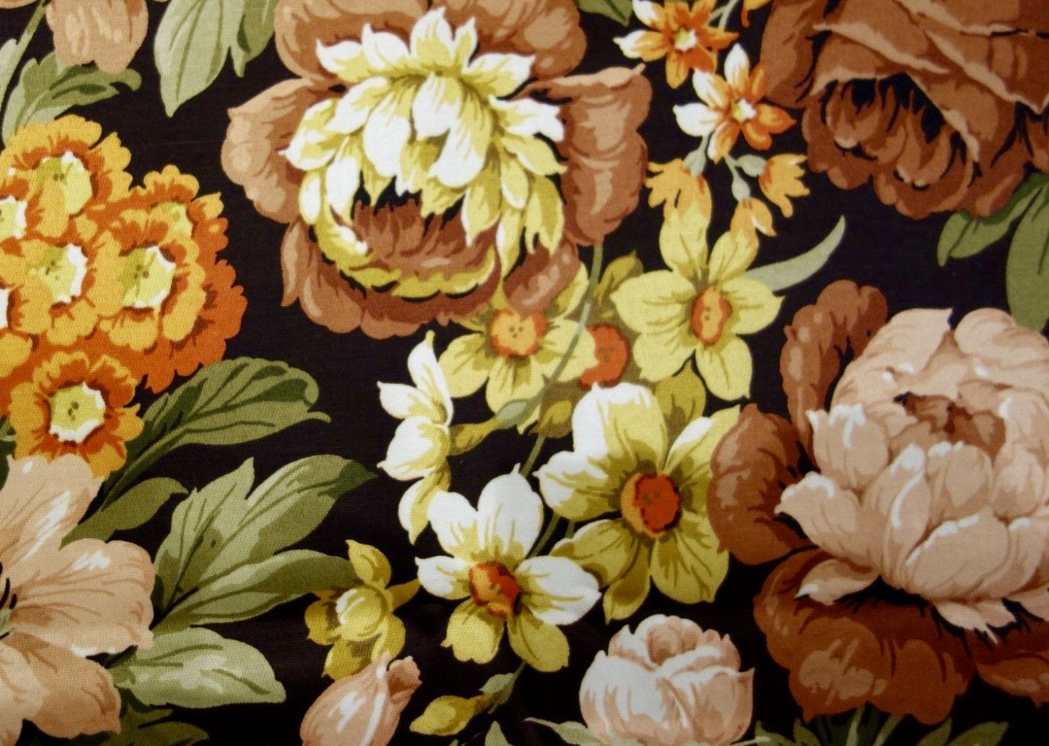 Retro Sanderson Linen Fabric Floral Rushton Rare