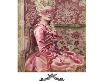 Let me tell you a secret, a WickedlyLovely, Marie Antoinette inspired, blank original art greeting card