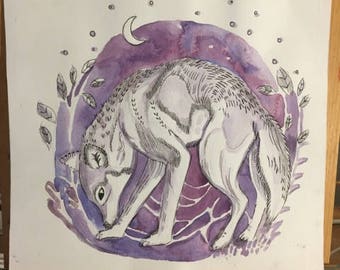 Loup Violet original watercolor