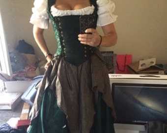 Green Renaissance Corset Dress Witch Wench custom Gown costume