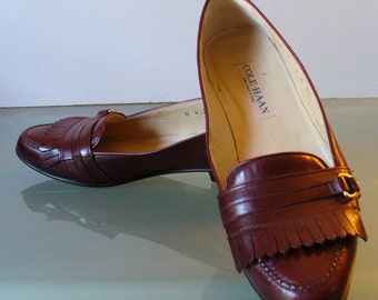 Cole Haan Woman's Oxblood Fringe Loafers Made in Italy Size 7.5US