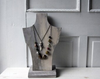 Necklace Bust Display - Weathered Gray Necklace Display - Salvaged Wood - Recycled Wood Jewelry Display - Qty Available