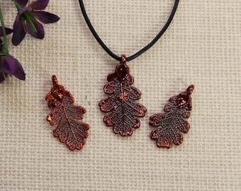 SALE Leaf Necklace, Copper Lacey Oak Leaf, Real Oak Leaf Necklace, Copper Leaf Pendant, SALE361