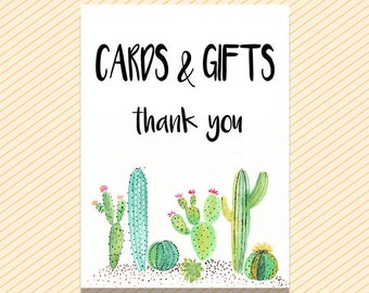 Cards and Gifts Sign, Succulent Cards and Gifts, cactus Cards and Gifts, Printable Cards and Gift Sign, Shower Signs, Cards Download Sign
