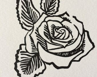 Rose - Linoleum Print