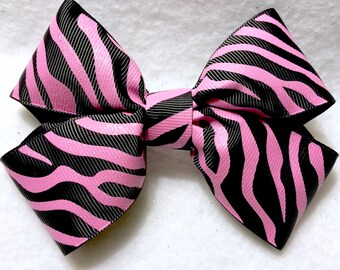 Girly Pink Zebra Stripe Bow