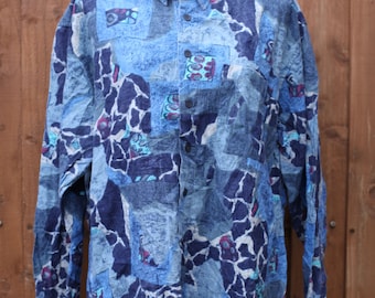 Oversized Long Sleeved Abstract Print Shirt
