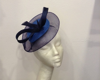 Navy fascinator blue and royal blue, model "Equinox"