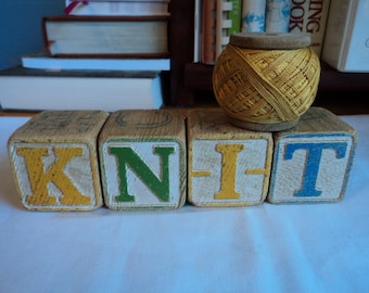 Vintage Blocks "Knit" Decor