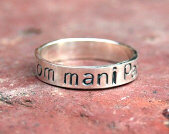 Personalized Jewelry - Personalized Sterling Silver Message Ring - Om Mani Padme Hum