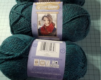 Bernat Softee Chunky yarn in Teal 3 skeins