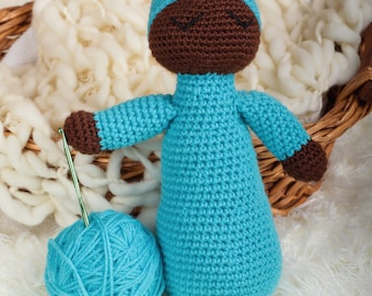Dark skinned Sleepy Baby Doll with Blue outfit