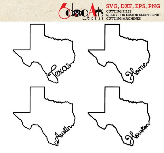 Download Texas Outline Typography Cut File Svg Dxf Eps Png