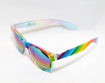 Double Rainbow Sunglasses - Pride Festival Glasses - Rainbow Lens Sunglass - LGBTQIA