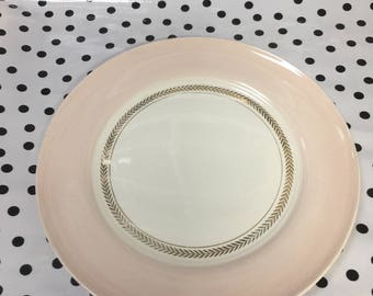 1940s 22k gold Platter by American Limoges Federal Coral Pink