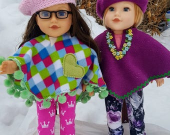 Winter Poncho and Beret to fit 18 inch dolls like American Girls