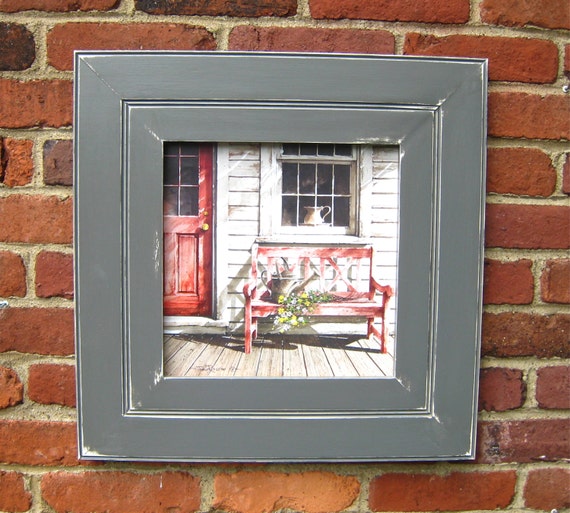 Distressed Dark gray wood picture frame 12x12 Gray picture