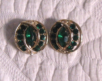 Emerald Earrings . emerald Rhinestone Earrings
