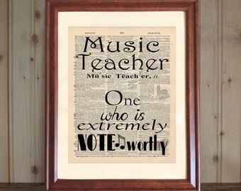 Music Teacher Dictionary Print, Music Teacher Quote, Music Teacher Gift, Graduation Gift for Music Teacher, Music Teacher Print, Top Choice