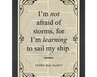 Literary quote Alcott Learning to sail my ship Dictionary Art Print