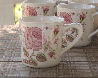 Vintage Johnson Brothers Rose Chintz Coffee Mug, English Ironstone China, Bridesmaid Luncheon, Tea Parties Ca 1930s