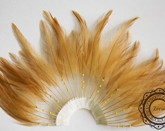 Dozen 5" Beaded Half Pinwheel Stripped Rooster Hackle Feather Pads | T010311