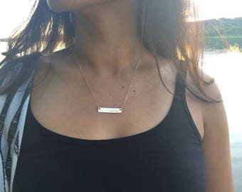 New Mom Necklace, 14K Gold Bar Necklace, Push Present, New Baby Gift, New Mom Jewelry, Gold Kids Initial Necklace, New Mum, Gold Necklace