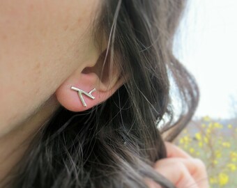 Branch Earrings, Twig Earrings, Stud Earrings, Nature Inspired Earrings, Botanical Earrings, Minimalist Earrings, Sterling Silver Studs