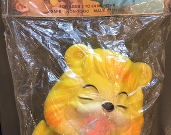 Vintage 1960s Baby Joy Originals Lion Squeaky Toy for Babies kitschy Cute Louis A Boettiger Co Hewlett, NY retro safe non-toxic