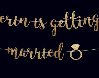 Personalized banner bridal shower banner custom banner engagement party banner bridal shower decorations bachelorette banner gold banner