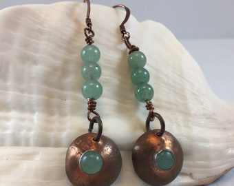 Earrings- Copper and Aventurine