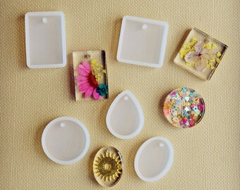 Classic pendant Silicone Mold Resin Silicone Mould Jewelry Making epoxy resin molds Square Round Oval rectangle drop